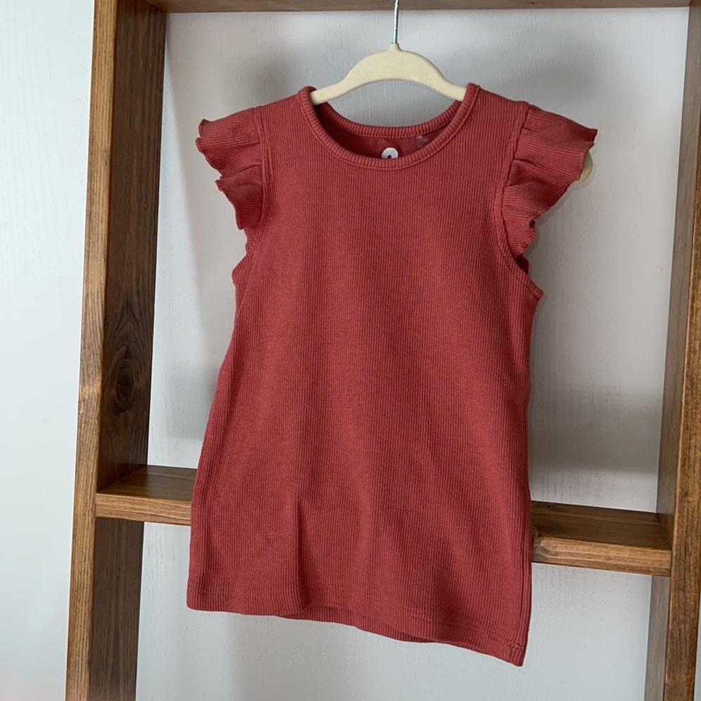 Cotton On Girls Ruffle Sleeve Ribbed Tank Size 3 - Picture 2 of 6